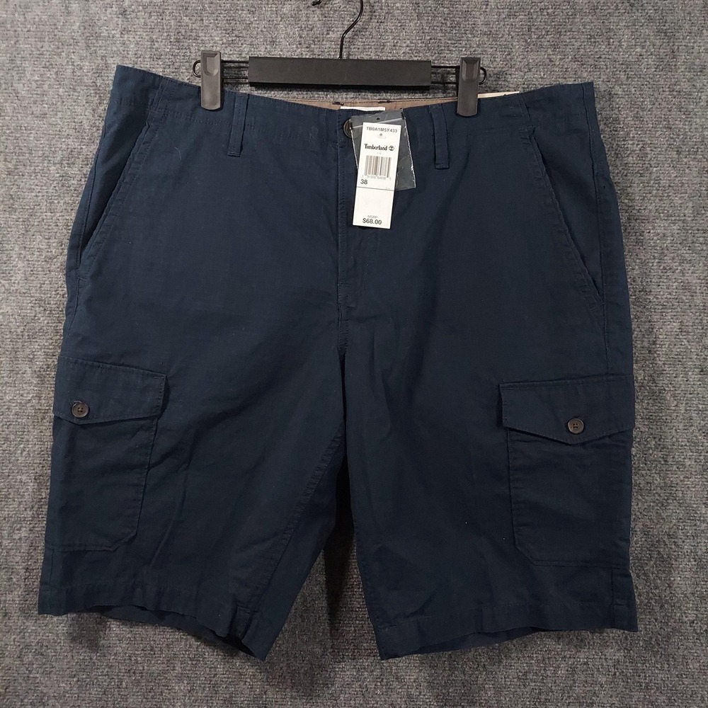 Timberland Cargo Shorts Mens 38 Navy Blue Ripstop Cotton Outdoor Casual Summer